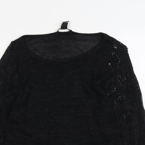 Mango Womens Black Round Neck Viscose Pullover Jumper Size L