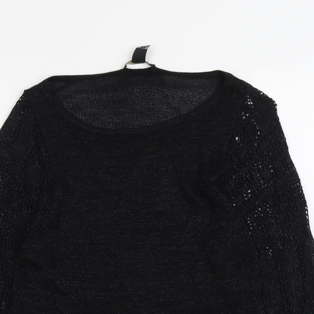 Mango Womens Black Round Neck Viscose Pullover Jumper Size L