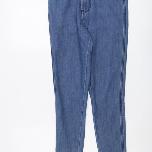 Boohoo Womens Blue Cotton Skinny Jeans Size 10 L29 in Regular Button