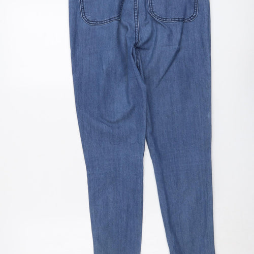 Boohoo Womens Blue Cotton Skinny Jeans Size 10 L29 in Regular Button