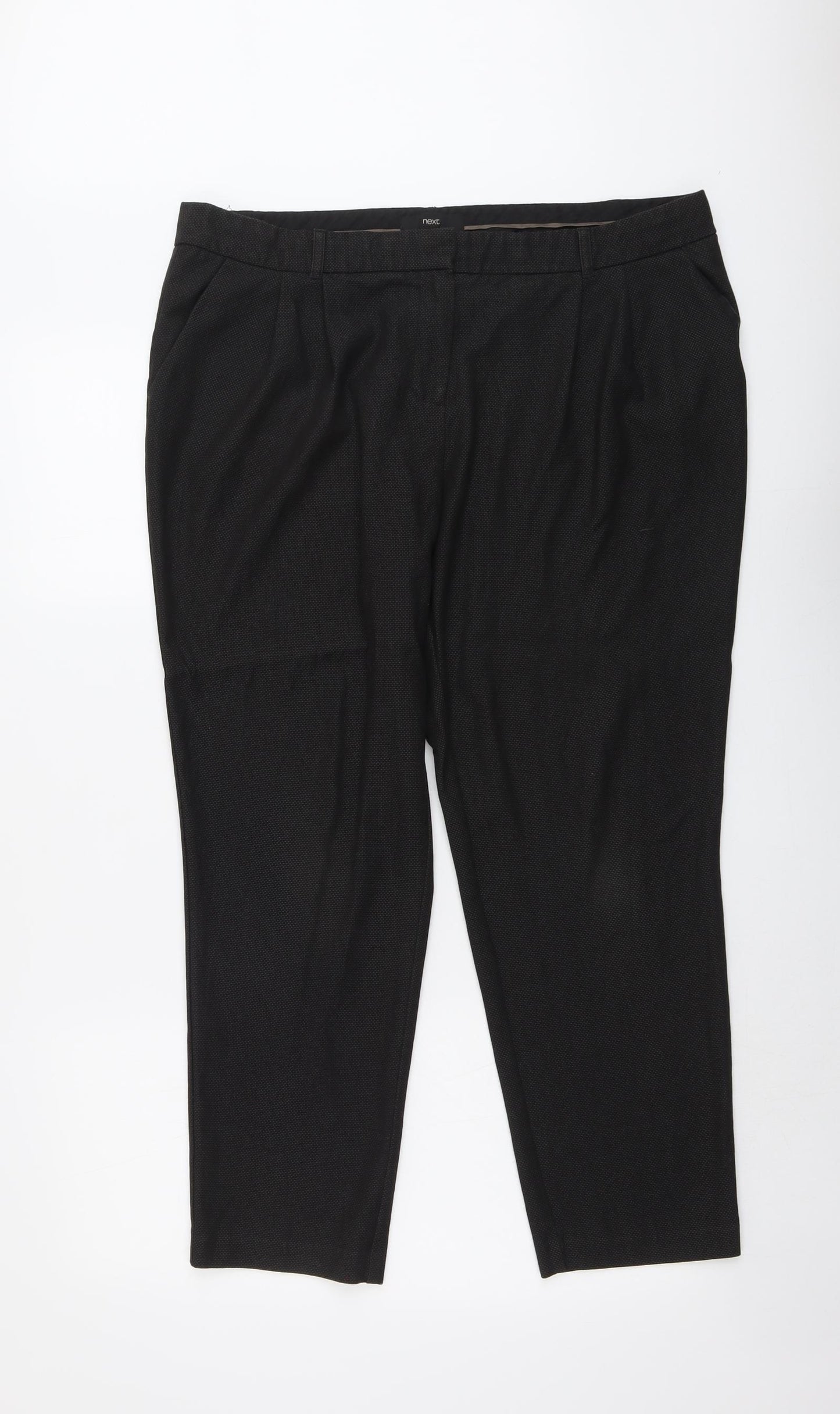NEXT Womens Black Polyester Cropped Trousers Size 16 L26 in Regular Button
