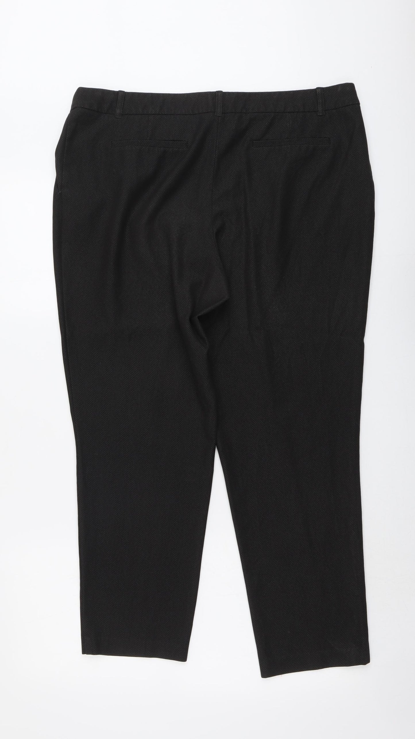 NEXT Womens Black Polyester Cropped Trousers Size 16 L26 in Regular Button