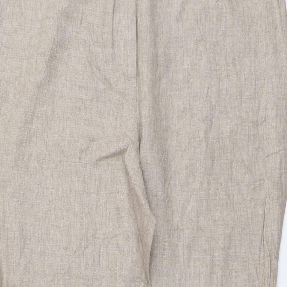 Marks and Spencer Womens Beige Linen Trousers Size 16 L31 in Regular Button