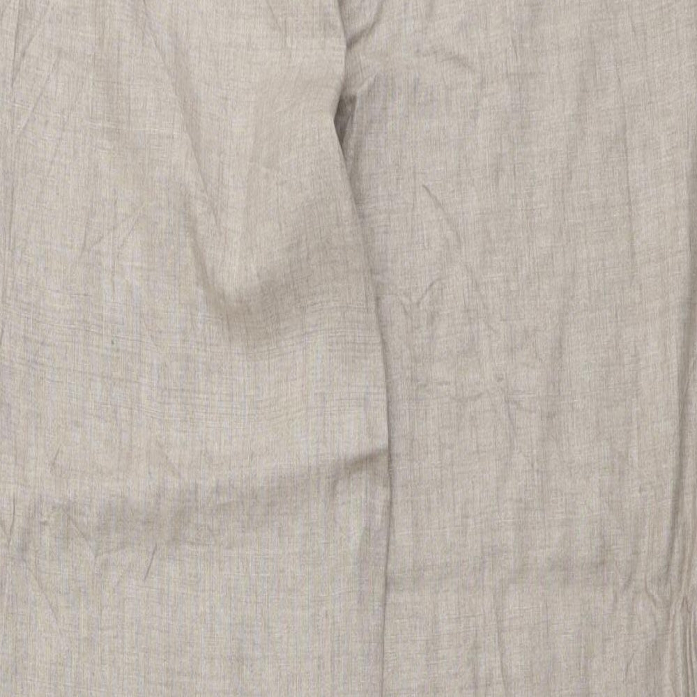 Marks and Spencer Womens Beige Linen Trousers Size 16 L31 in Regular Button