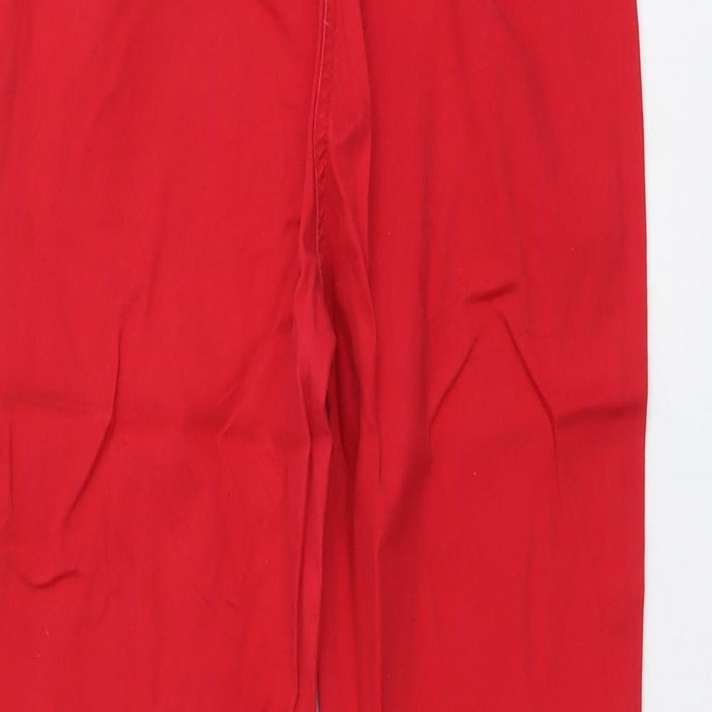 Marks and Spencer Womens Red Cotton Cropped Trousers Size 12 L22 in Regular Zip