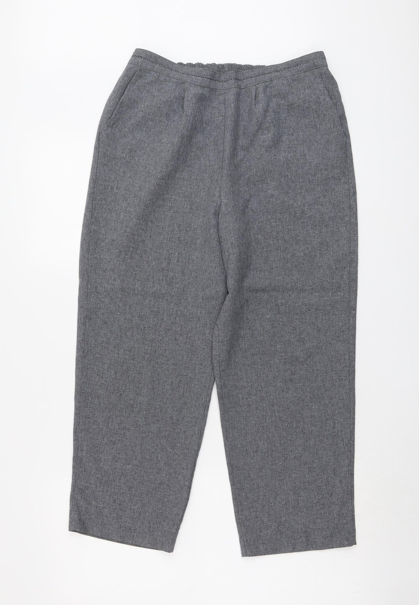 Bonmarché Womens Grey Polyester Cropped Trousers Size 12 L24 in Regular