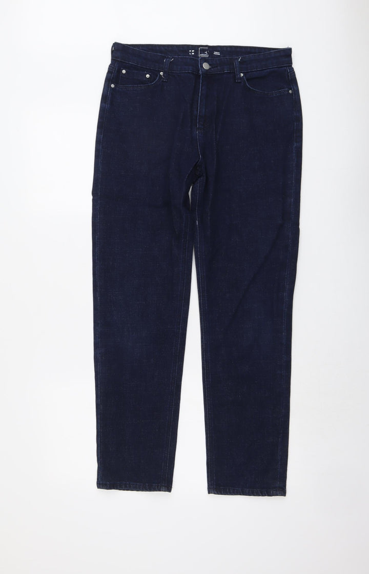 Meraki Womens Blue Cotton Straight Jeans Size 29 in L32 in Regular Button
