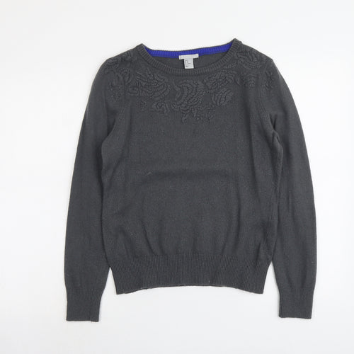 H&M Womens Grey Round Neck Polyamide Pullover Jumper Size M