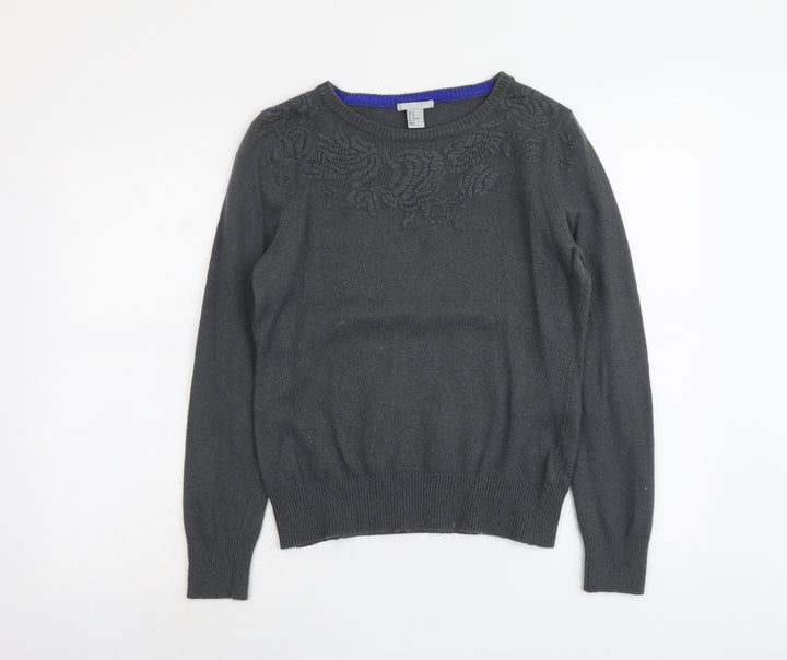 H&M Womens Grey Round Neck Polyamide Pullover Jumper Size M
