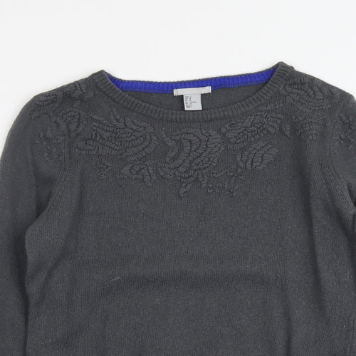 H&M Womens Grey Round Neck Polyamide Pullover Jumper Size M