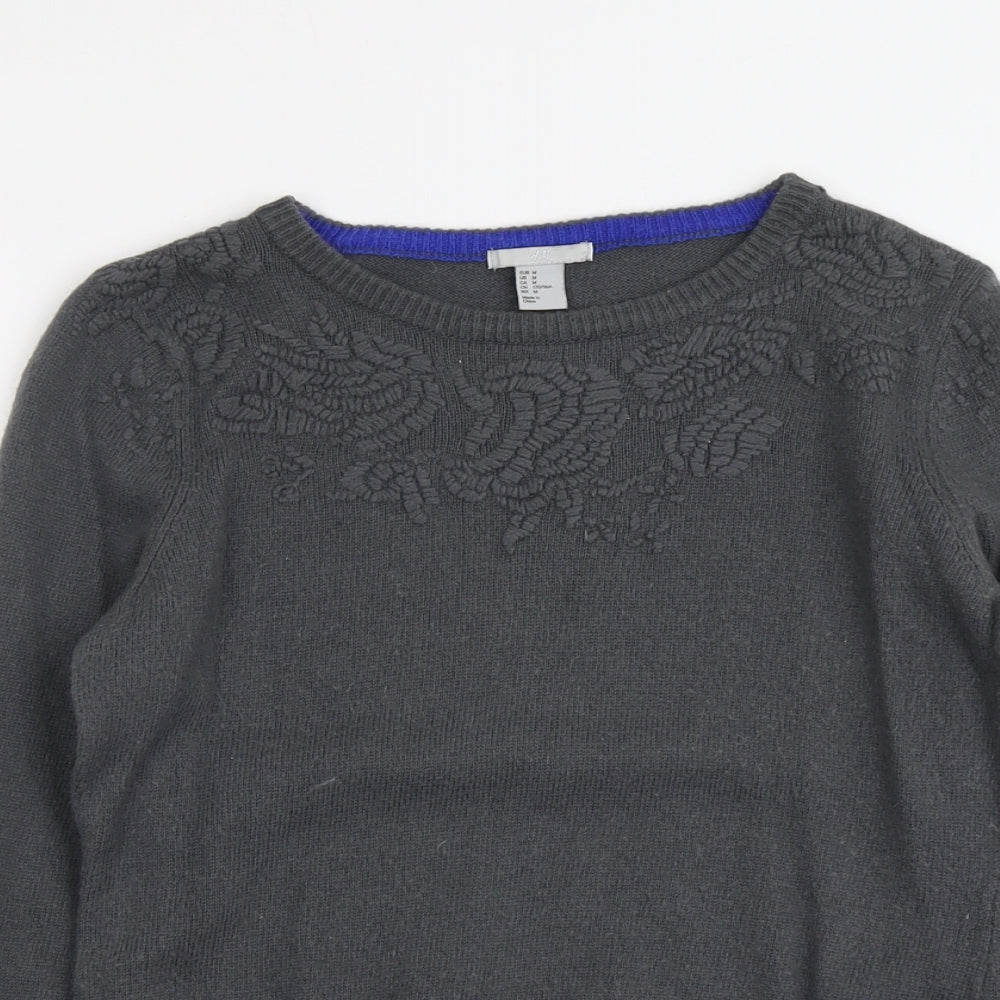 H&M Womens Grey Round Neck Polyamide Pullover Jumper Size M