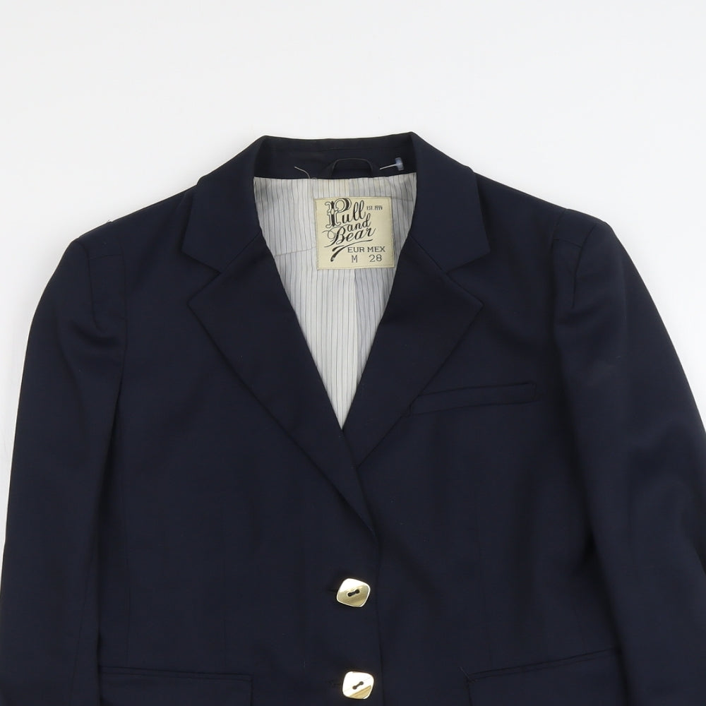 Pull&Bear Womens Blue Polyacrylate Fibre Jacket Blazer Size M