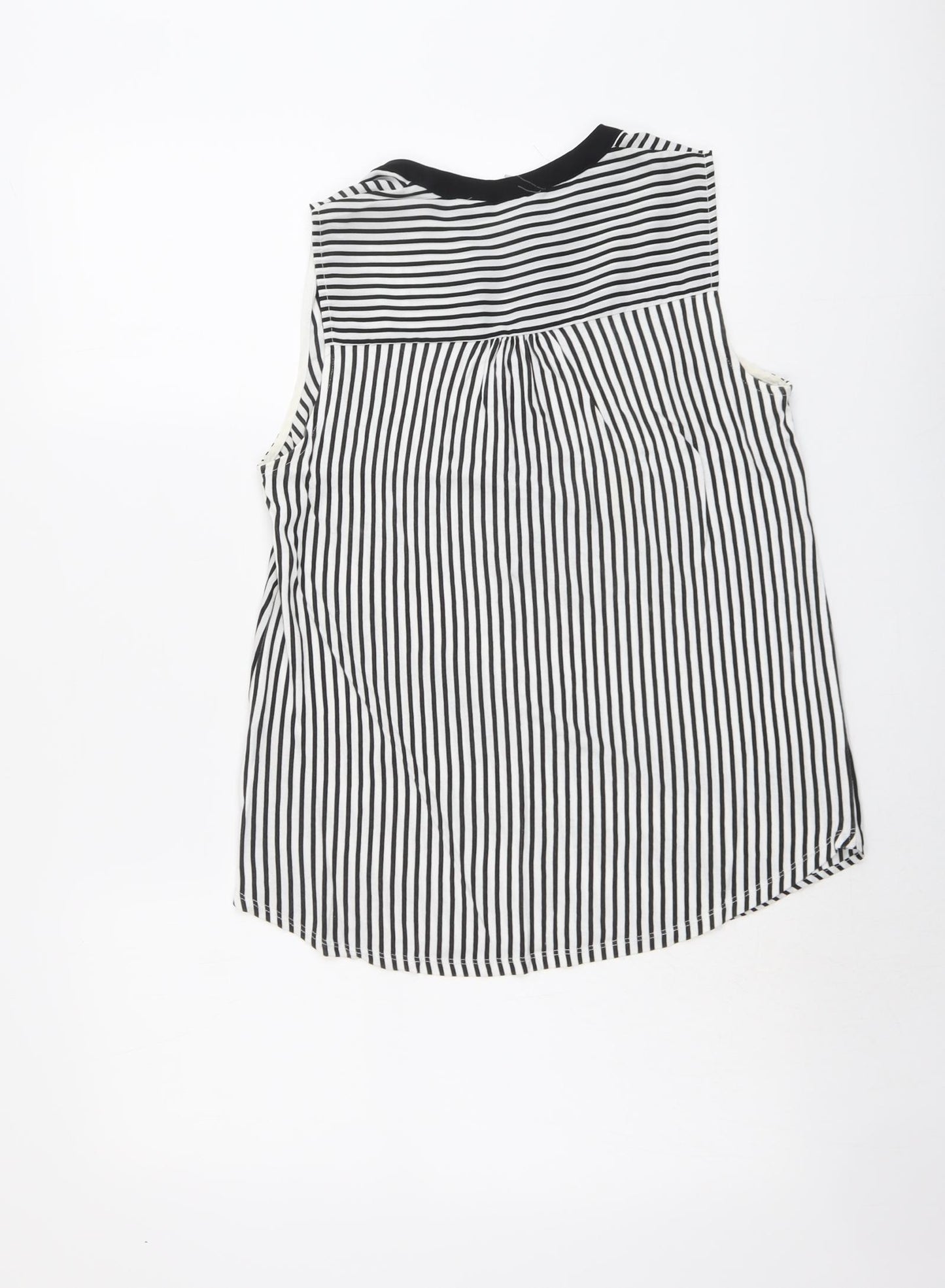 H&M Womens Beige Striped Polyester Basic Tank Size S V-Neck
