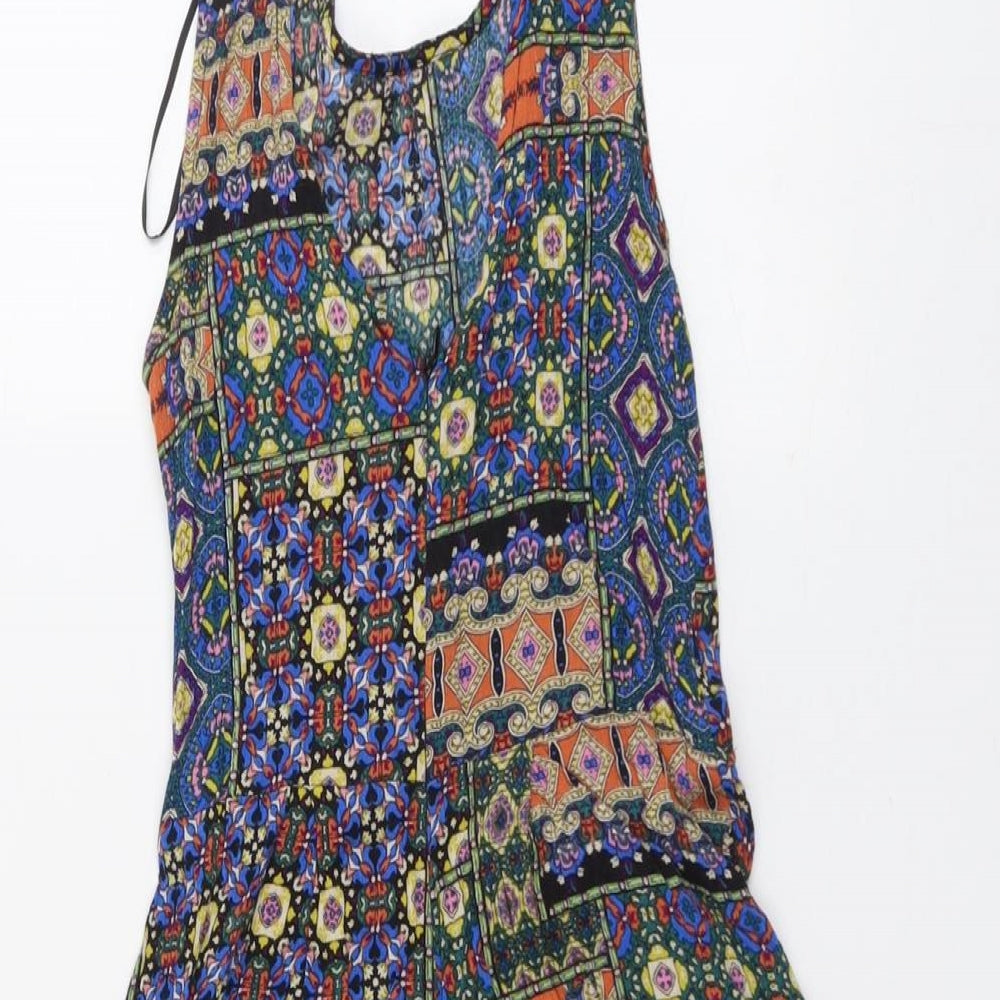 New Look Womens Multicoloured Geometric Viscose Playsuit One-Piece Size 8 Zip