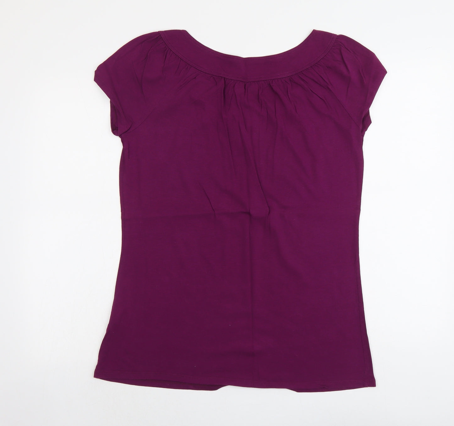 Marks and Spencer Womens Purple Cotton Basic T-Shirt Size 12 Round Neck