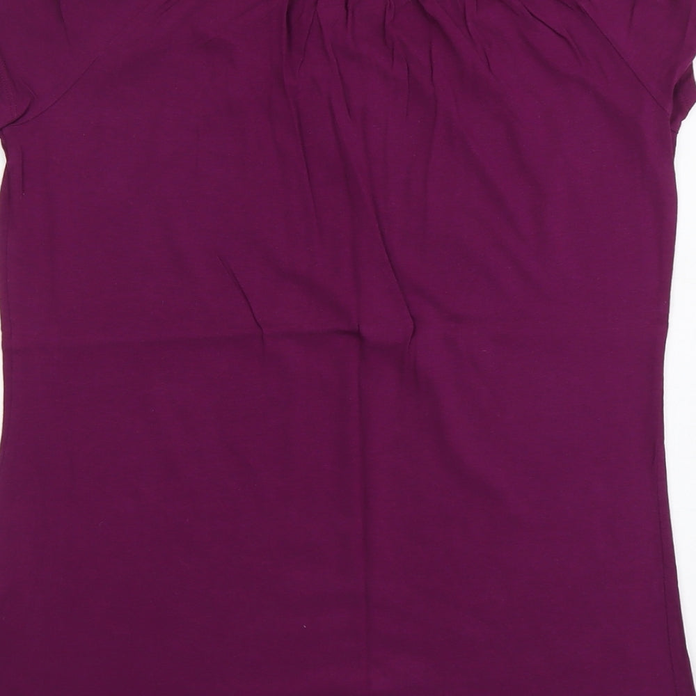 Marks and Spencer Womens Purple Cotton Basic T-Shirt Size 12 Round Neck