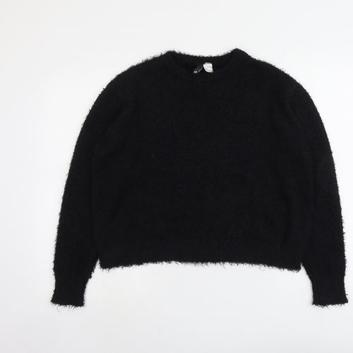 H&M Womens Black Round Neck Polyester Pullover Jumper Size M