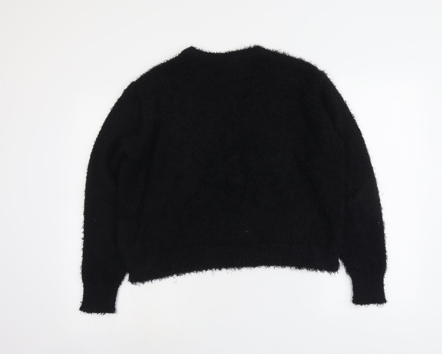 H&M Womens Black Round Neck Polyester Pullover Jumper Size M