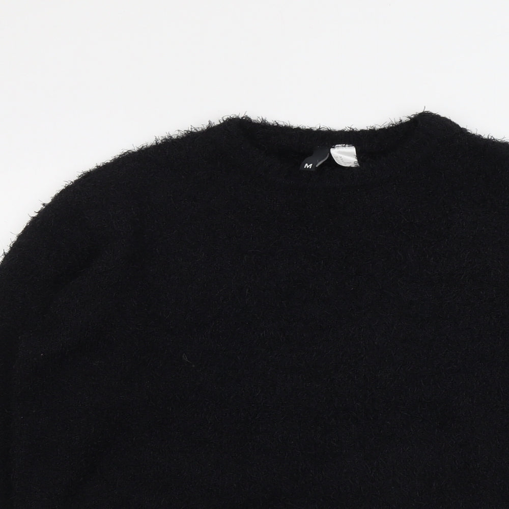 H&M Womens Black Round Neck Polyester Pullover Jumper Size M