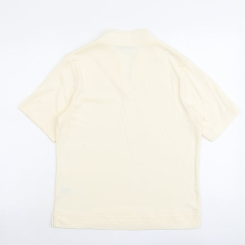 Poppy Womens Ivory Polyester Basic T-Shirt Size 18 V-Neck