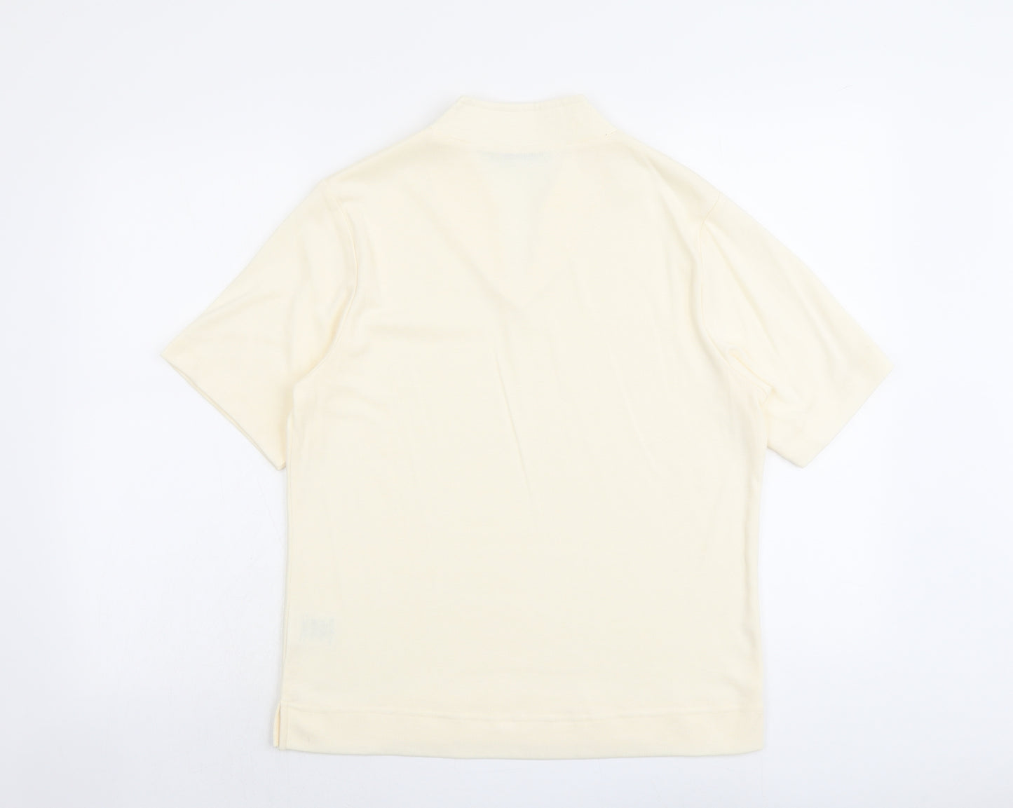 Poppy Womens Ivory Polyester Basic T-Shirt Size 18 V-Neck