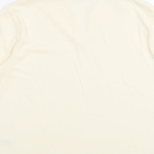 Poppy Womens Ivory Polyester Basic T-Shirt Size 18 V-Neck