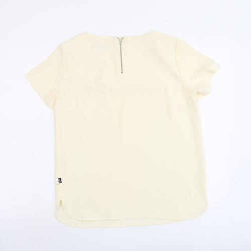 Marks and Spencer Womens Ivory Polyester Basic Blouse Size 12 Round Neck