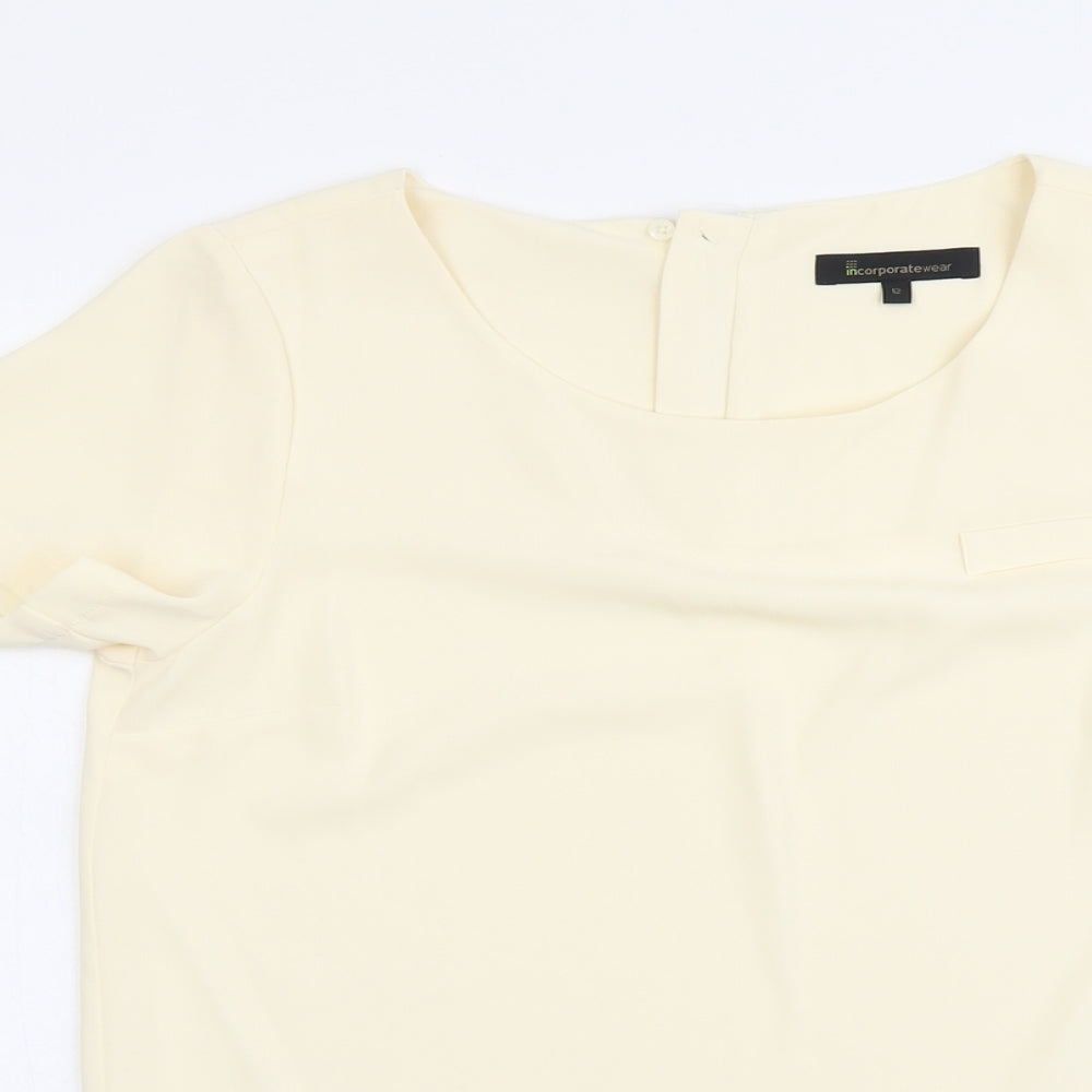 Marks and Spencer Womens Ivory Polyester Basic Blouse Size 12 Round Neck