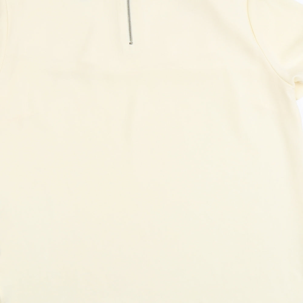 Marks and Spencer Womens Ivory Polyester Basic Blouse Size 12 Round Neck