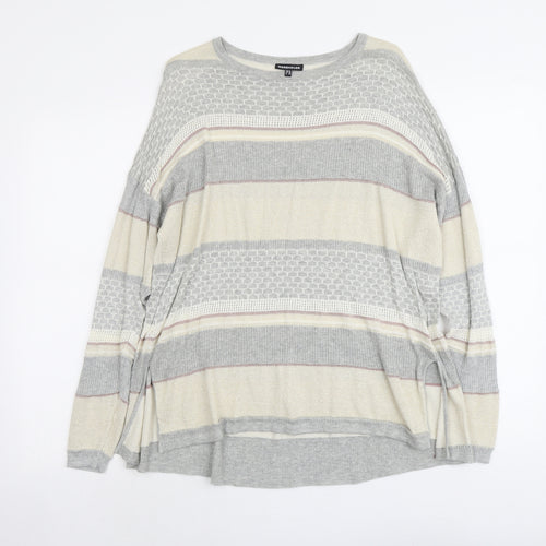Warehouse Womens Multicoloured Round Neck Geometric Viscose Pullover Jumper Size 12