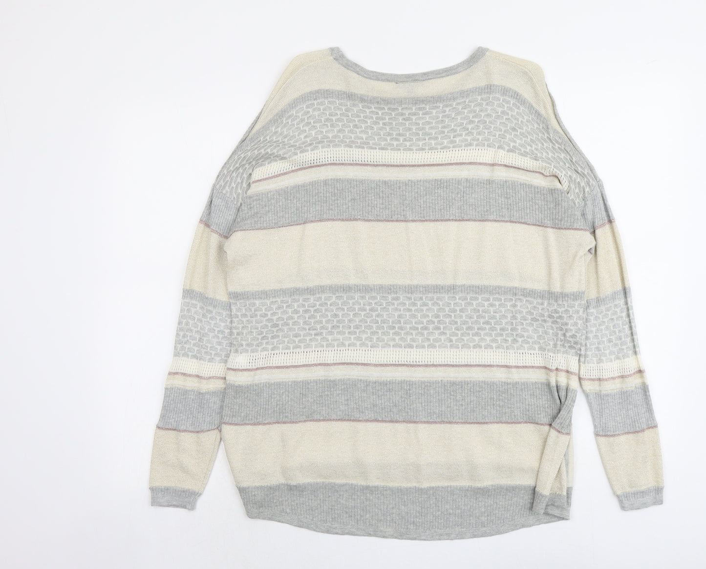 Warehouse Womens Multicoloured Round Neck Geometric Viscose Pullover Jumper Size 12