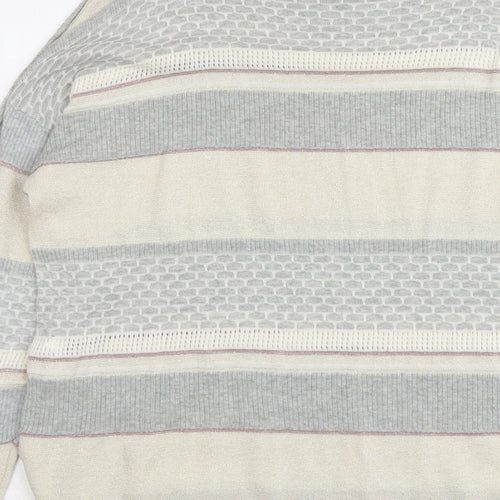 Warehouse Womens Multicoloured Round Neck Geometric Viscose Pullover Jumper Size 12