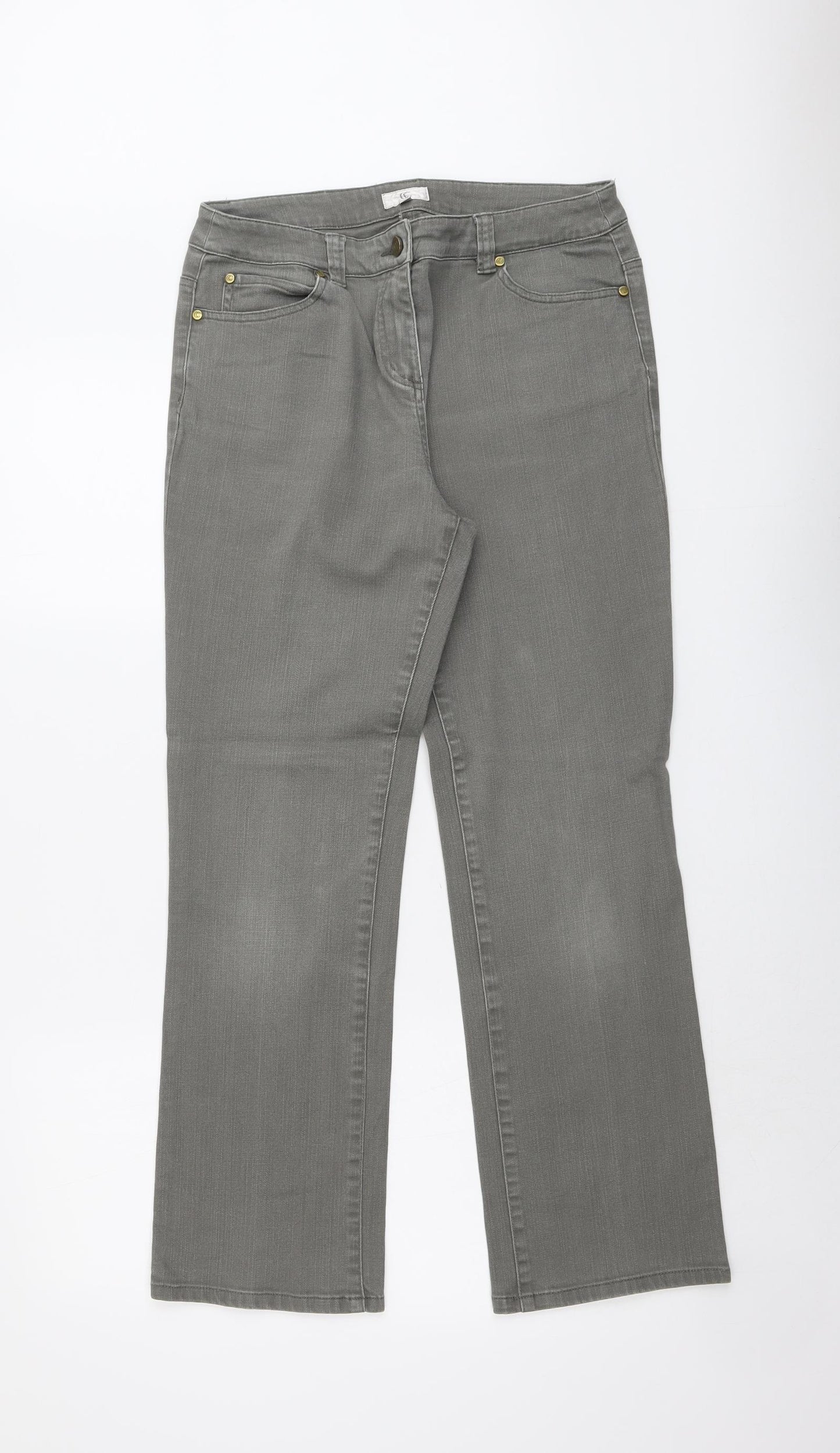 CC Womens Green Cotton Bootcut Jeans Size 12 L28 in Regular Button