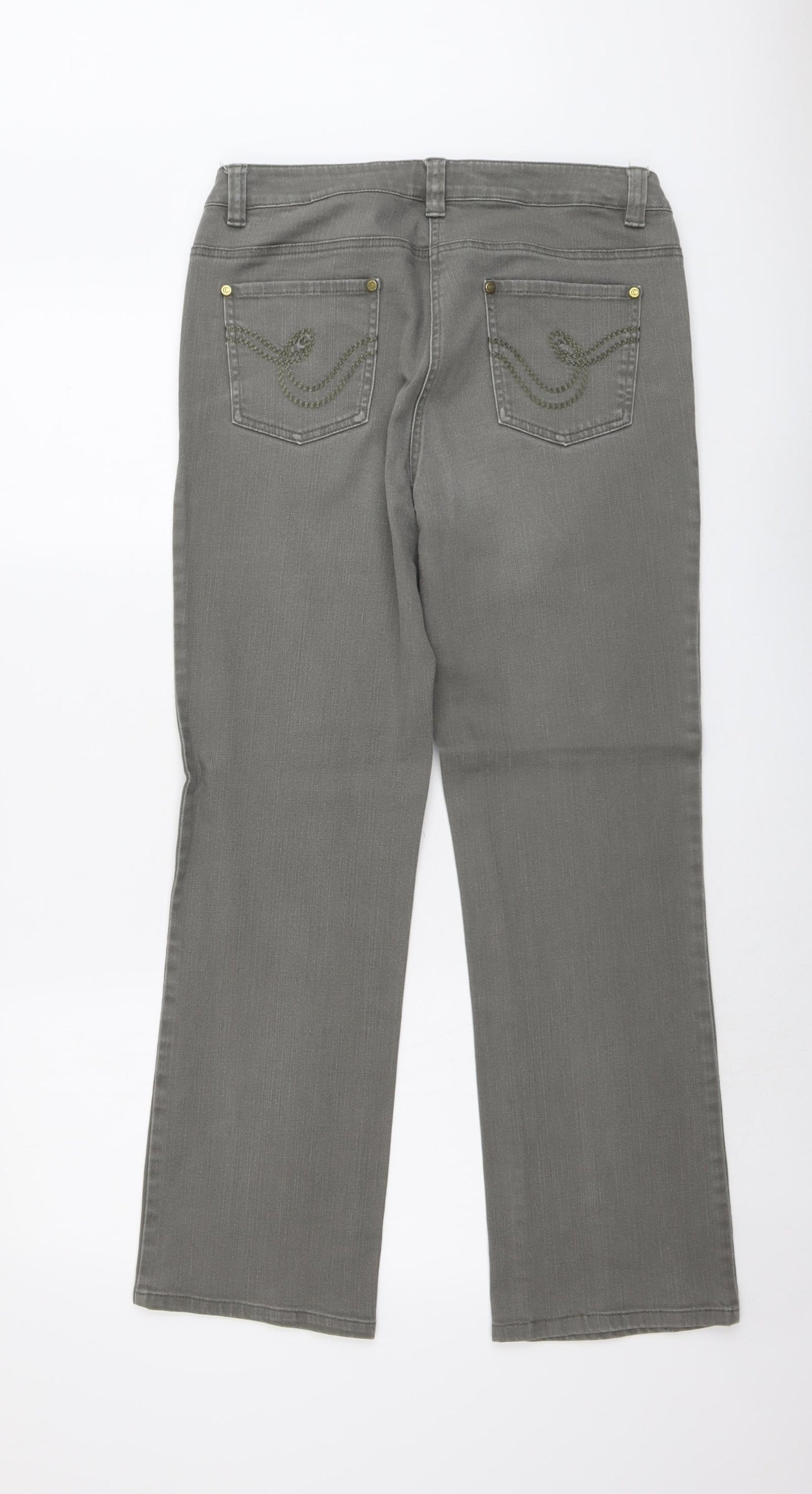 CC Womens Green Cotton Bootcut Jeans Size 12 L28 in Regular Button