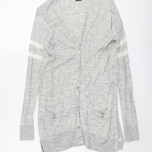 Gap Womens Grey V-Neck Cotton Cardigan Jumper Size XS