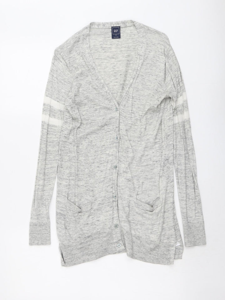 Gap Womens Grey V-Neck Cotton Cardigan Jumper Size XS