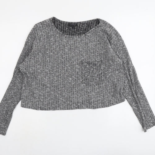 Topshop Womens Grey Round Neck Polyester Pullover Jumper Size 8