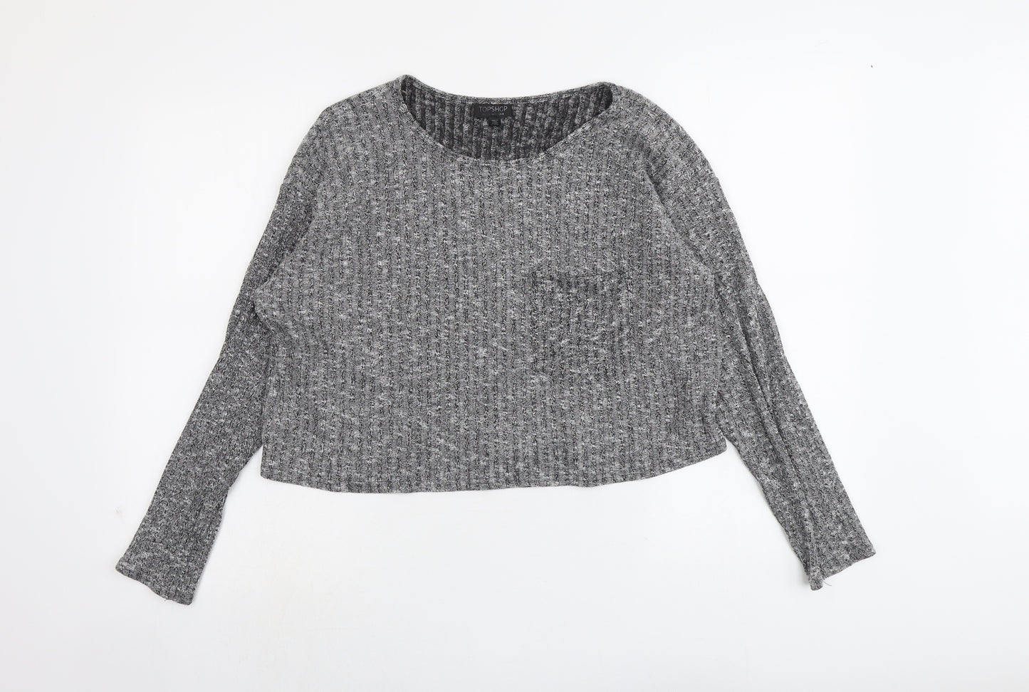 Topshop Womens Grey Round Neck Polyester Pullover Jumper Size 8