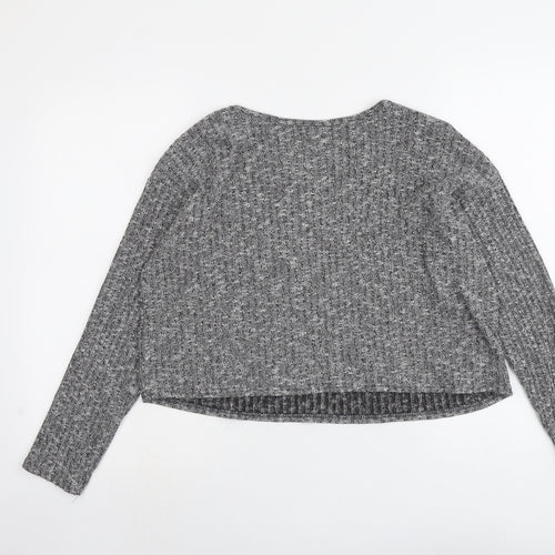Topshop Womens Grey Round Neck Polyester Pullover Jumper Size 8
