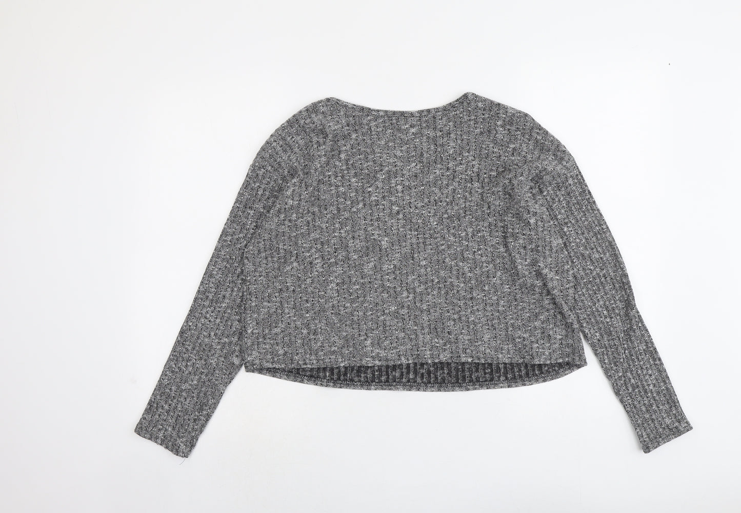 Topshop Womens Grey Round Neck Polyester Pullover Jumper Size 8