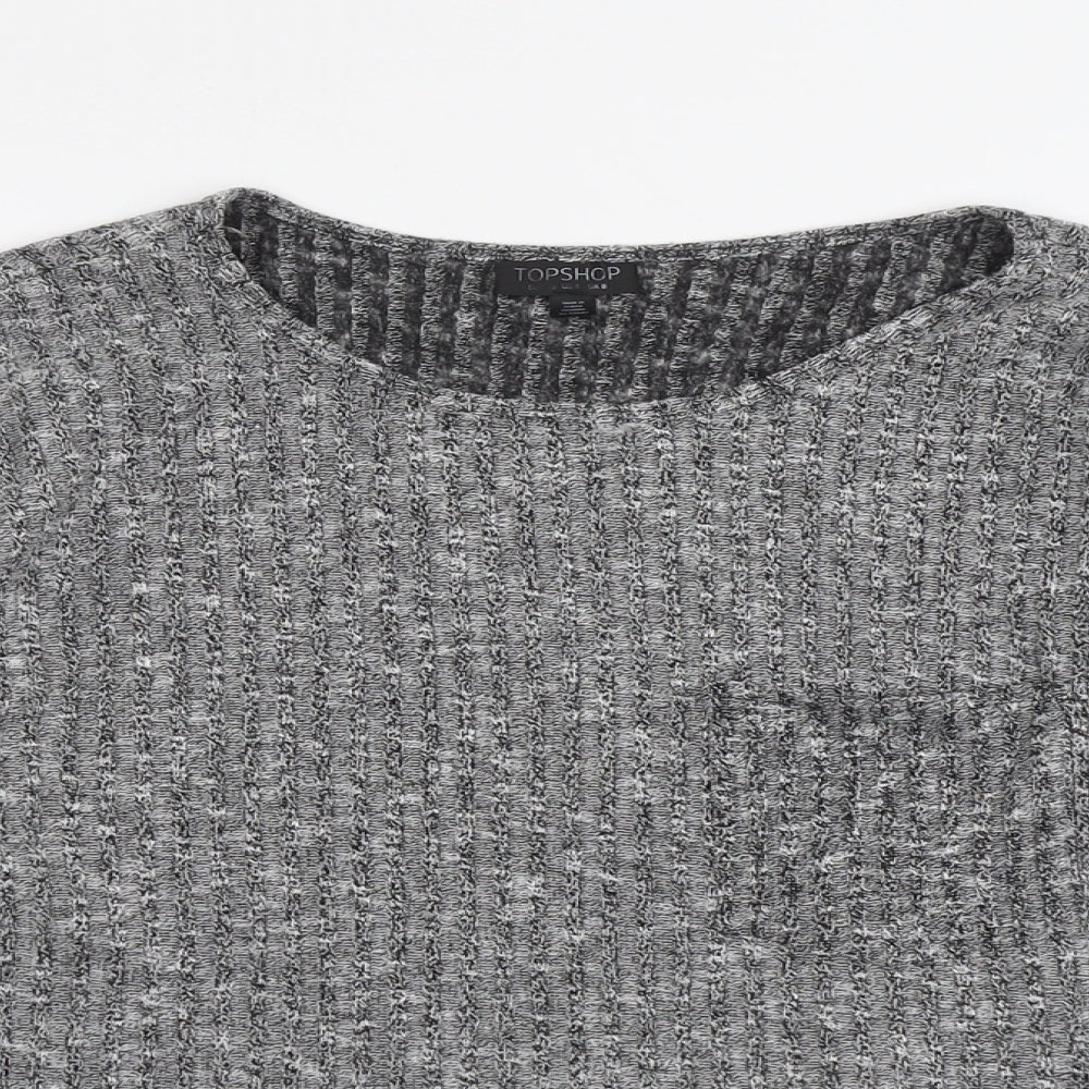 Topshop Womens Grey Round Neck Polyester Pullover Jumper Size 8