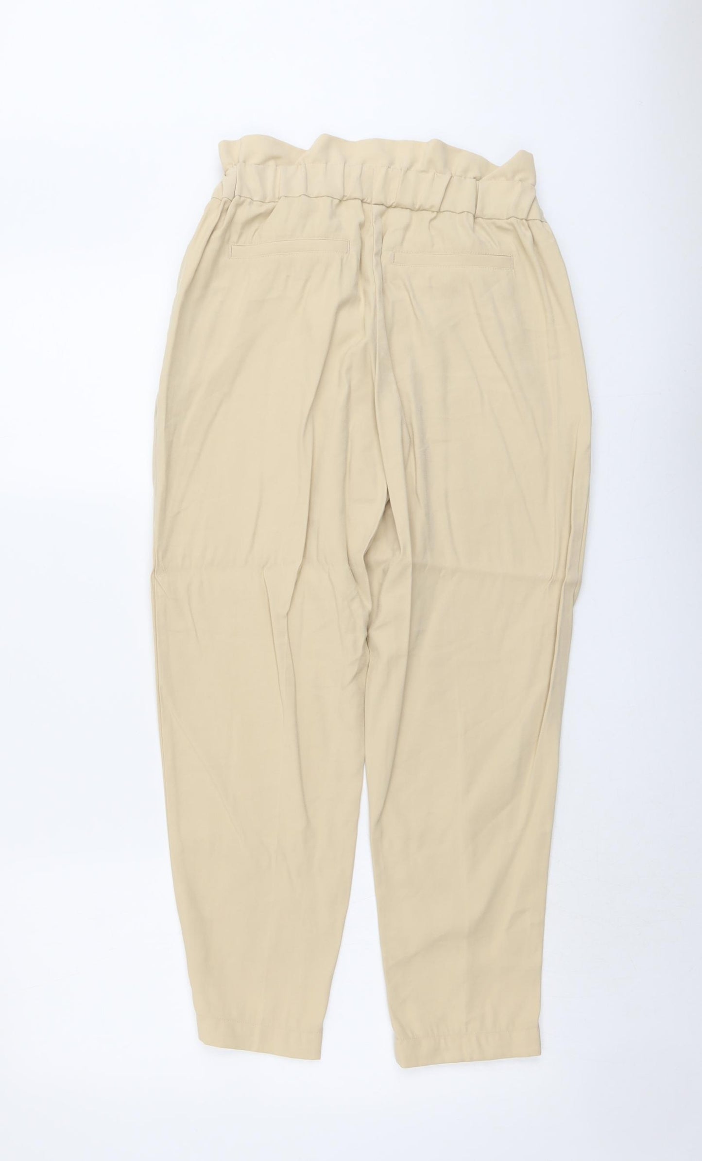 H&M Womens Beige Viscose Carrot Trousers Size S L26 in Regular Button