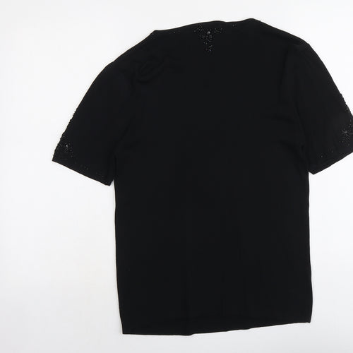 Whisper Womens Black V-Neck Viscose Pullover Jumper Size M