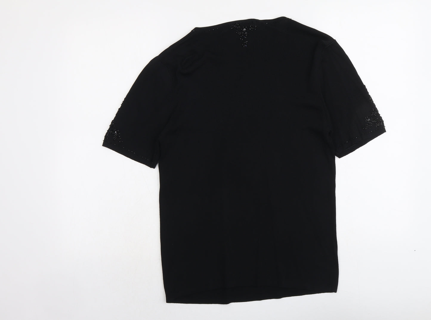 Whisper Womens Black V-Neck Viscose Pullover Jumper Size M