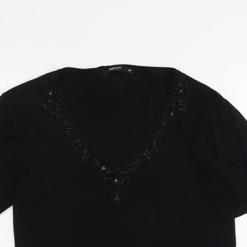 Whisper Womens Black V-Neck Viscose Pullover Jumper Size M