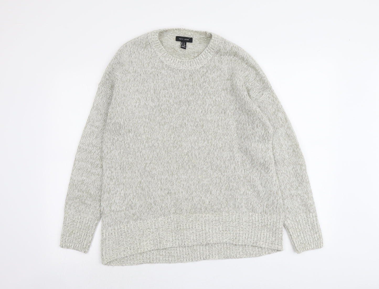 New Look Womens Grey Round Neck Acrylic Pullover Jumper Size M