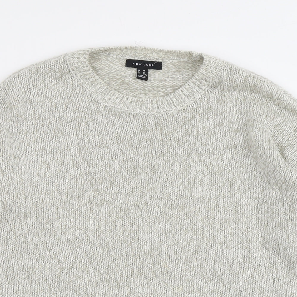 New Look Womens Grey Round Neck Acrylic Pullover Jumper Size M