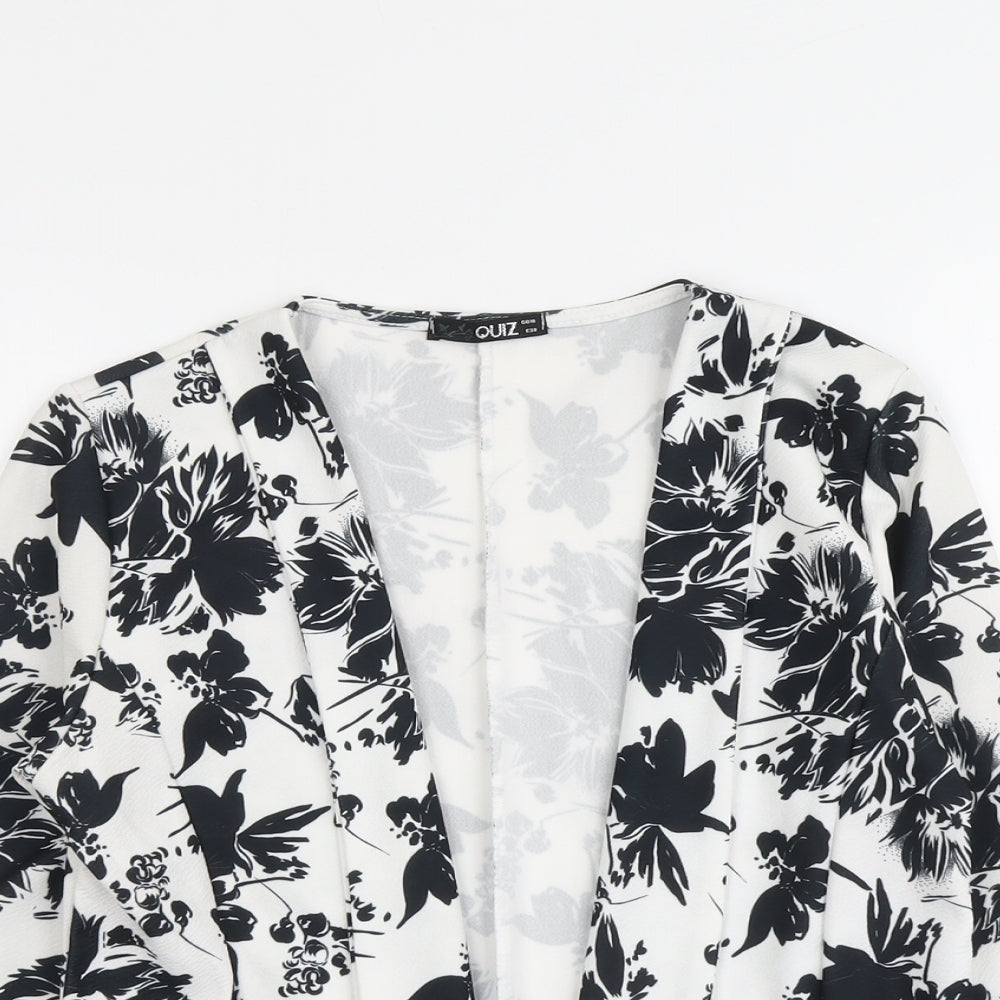 Quiz Womens White Floral Jacket Blazer Size 10