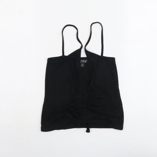 Miss Selfridge Womens Black Polyester Camisole Tank Size 12 Scoop Neck - Ruched Detail