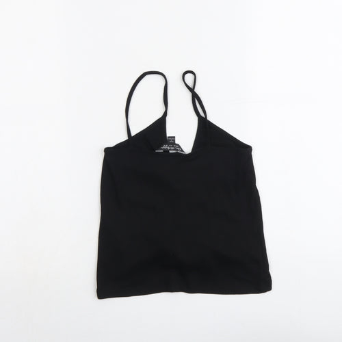 Miss Selfridge Womens Black Polyester Camisole Tank Size 12 Scoop Neck - Ruched Detail
